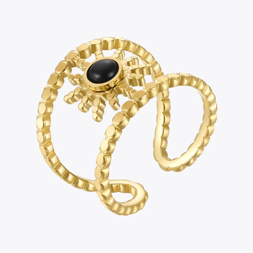 BeatWizards Bohemian Sun Rings For Women Gold Color Ring Stainless Steel Femme Fashion Jewelry Stone Party