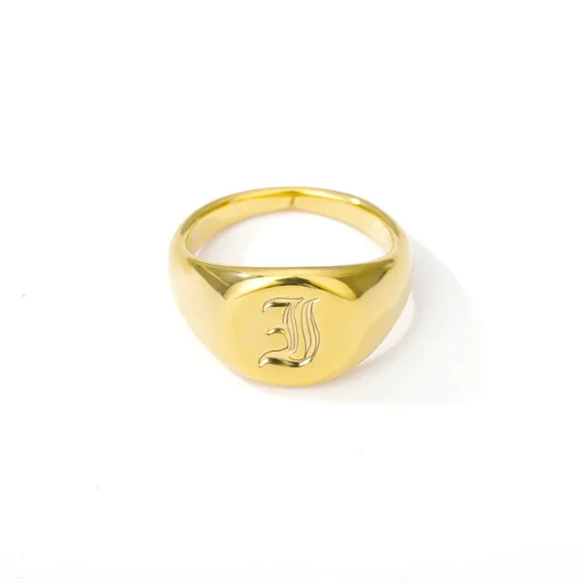 BeatWizards Academy A-Z Letter Initial Rings for Women Goth Chunky Wide Stainless Steel Alphabet Men Ring 2024 Trendy Wedding Couple Jewelry anillos