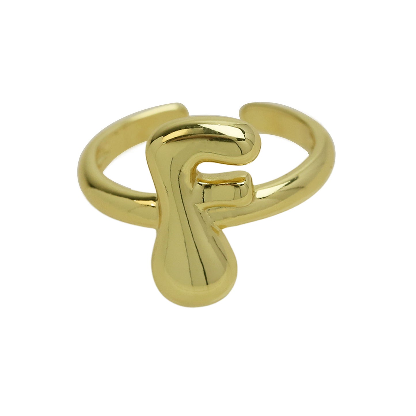 BeatWizards Golden smooth bubble balloon bubble cute chubby 26 letter ring