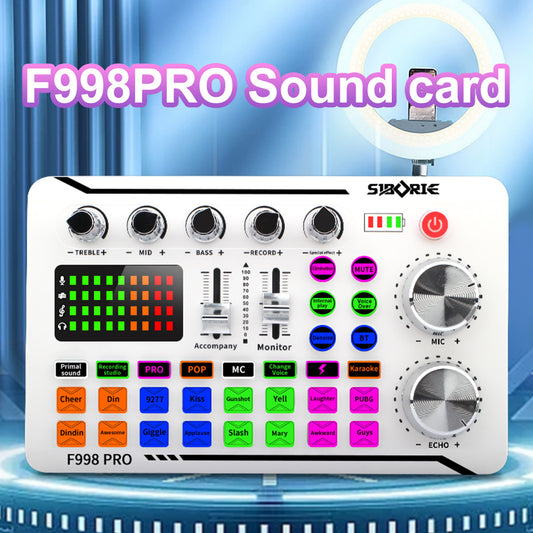BeatWizards Academy F998Pro live singing sound card white English version intelligent noise reduction integrated microphone