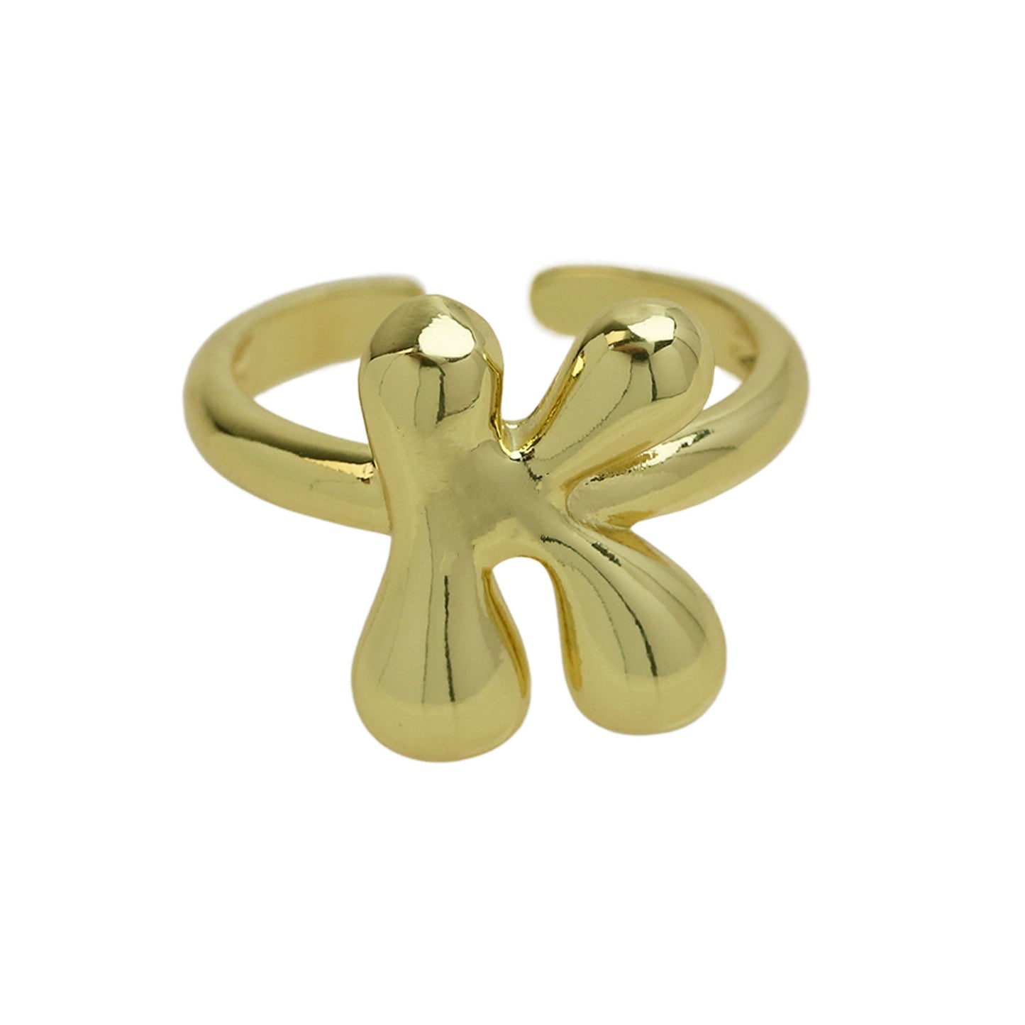 BeatWizards Golden smooth bubble balloon bubble cute chubby 26 letter ring