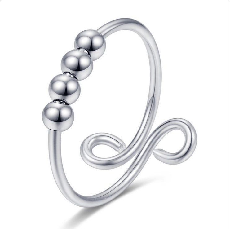 BeatWizards Academy Micro motion bead rotatable round bead ring anxiety bead decompression ring stainless steel open ring