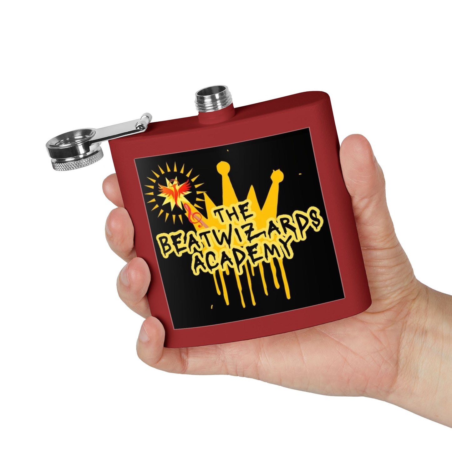 Custom Stainless Steel Flask - The Beatwizards Academy - Perfect for Events and Parties