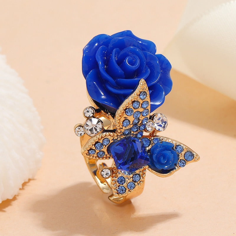 MeetTheDashers-Mrs. Dasher.    Kia Rose Butterfly Charm  Ring Vintage Bohemian Alloy Popular Handpiece