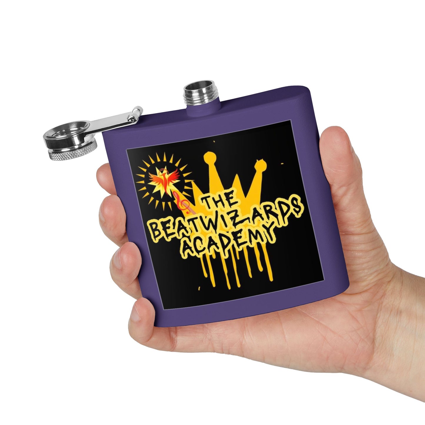 Custom Stainless Steel Flask - The Beatwizards Academy - Perfect for Events and Parties
