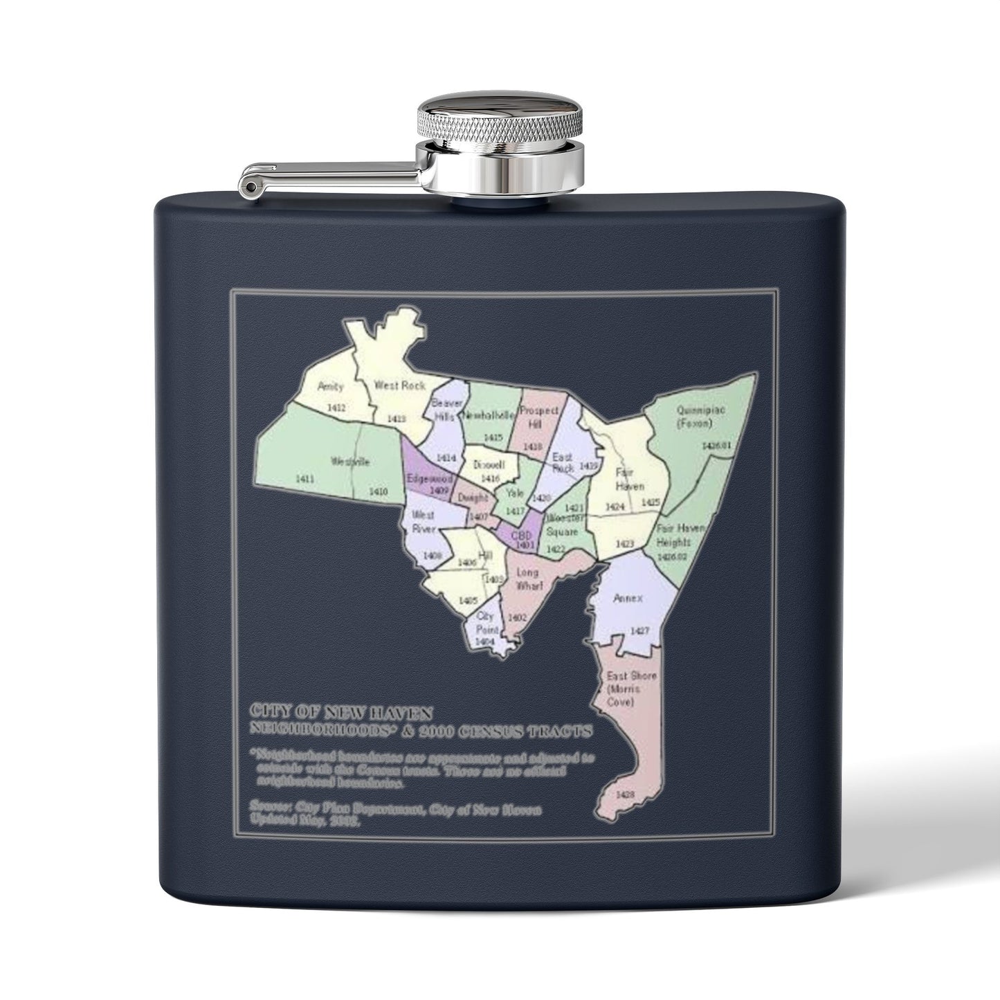 Custom New Haven Neighborhoods Stainless Steel Flask - 6oz