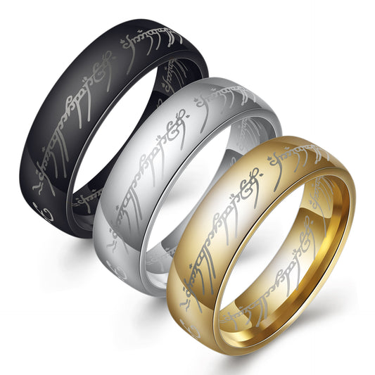 BeatWizard’s Peripheral Laser Arabic font ring The Lord of the Rings stainless steel 6MM ring personality