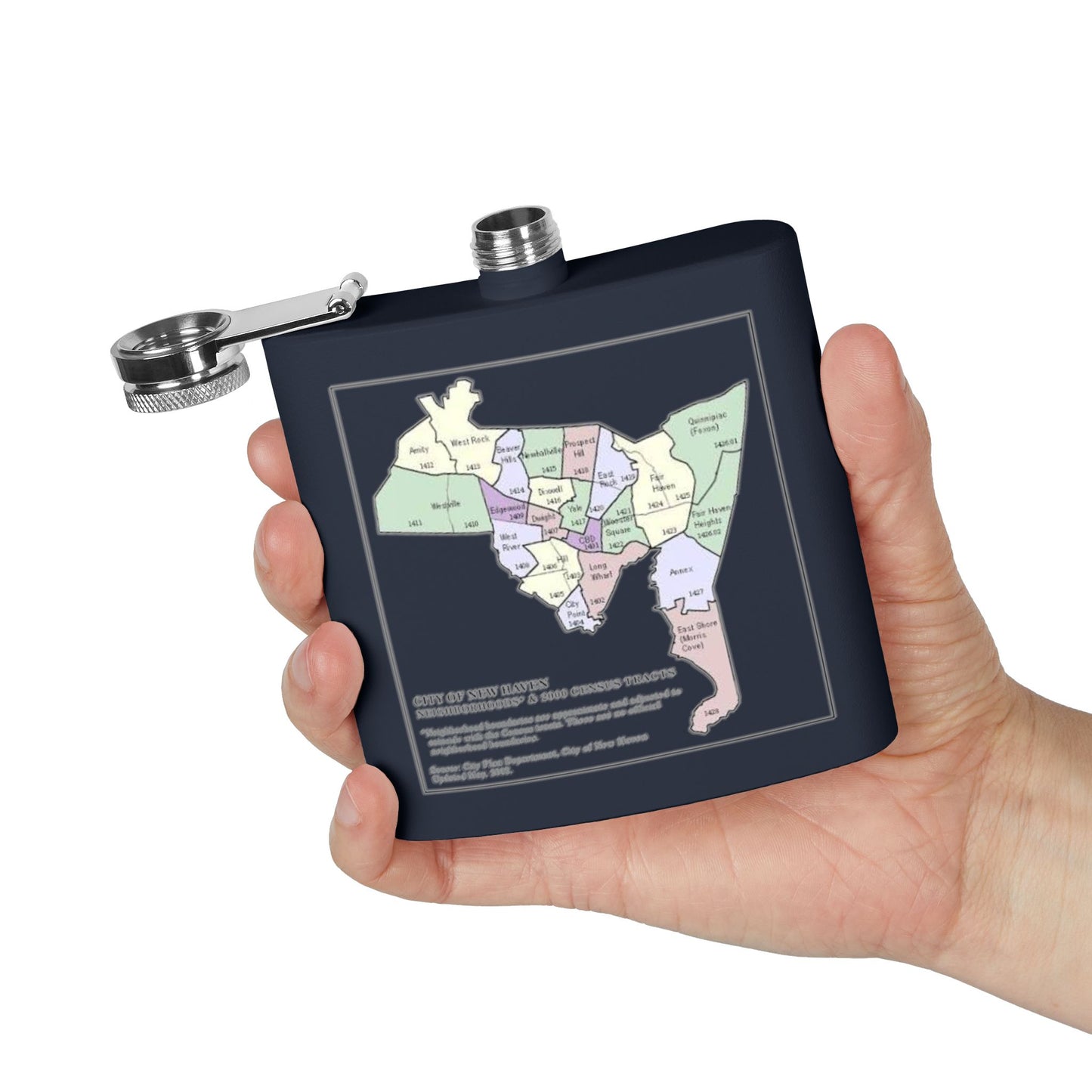 Custom New Haven Neighborhoods Stainless Steel Flask - 6oz