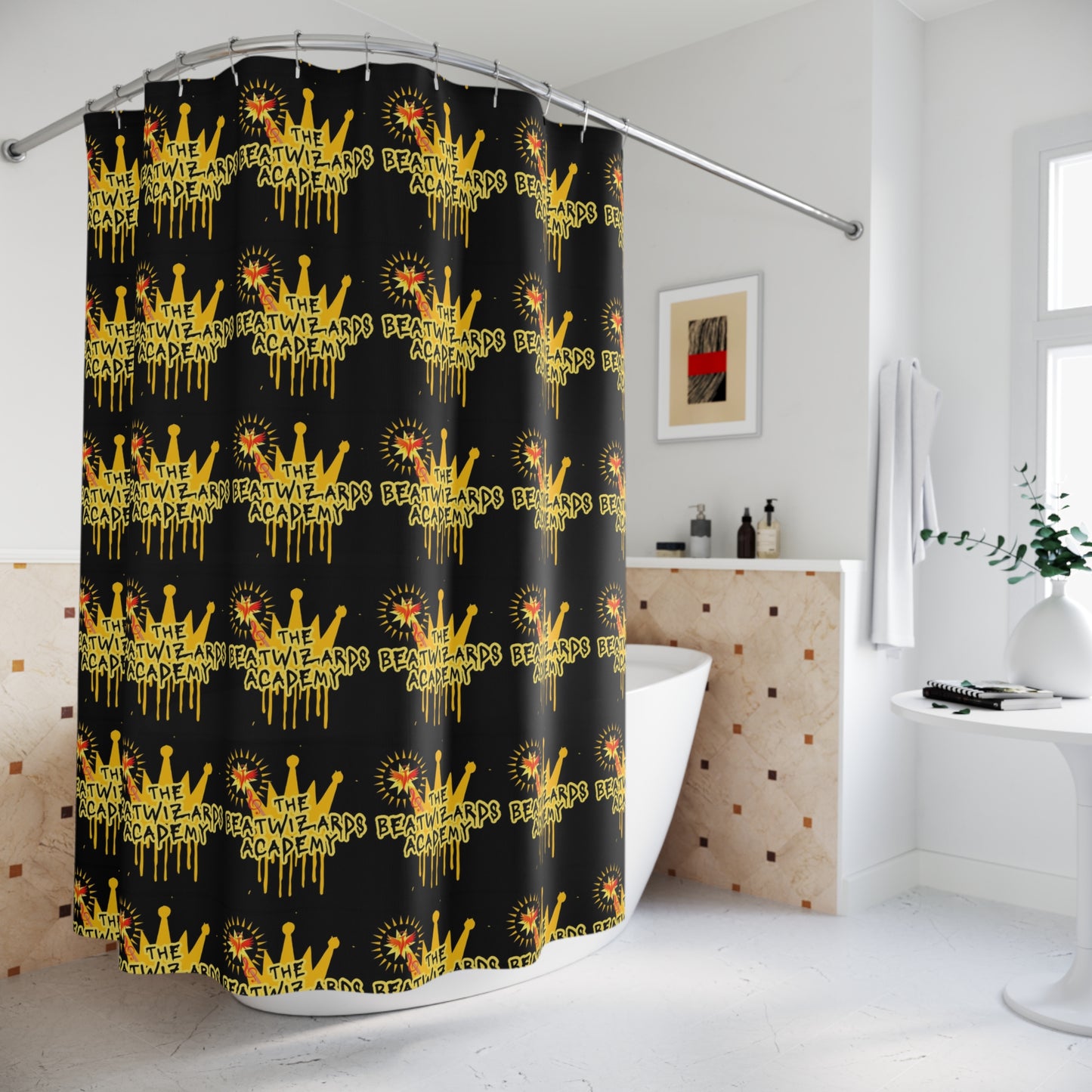 Vibrant Beatwizard Academy Shower Curtain | Fun Home Decor for Music Lovers