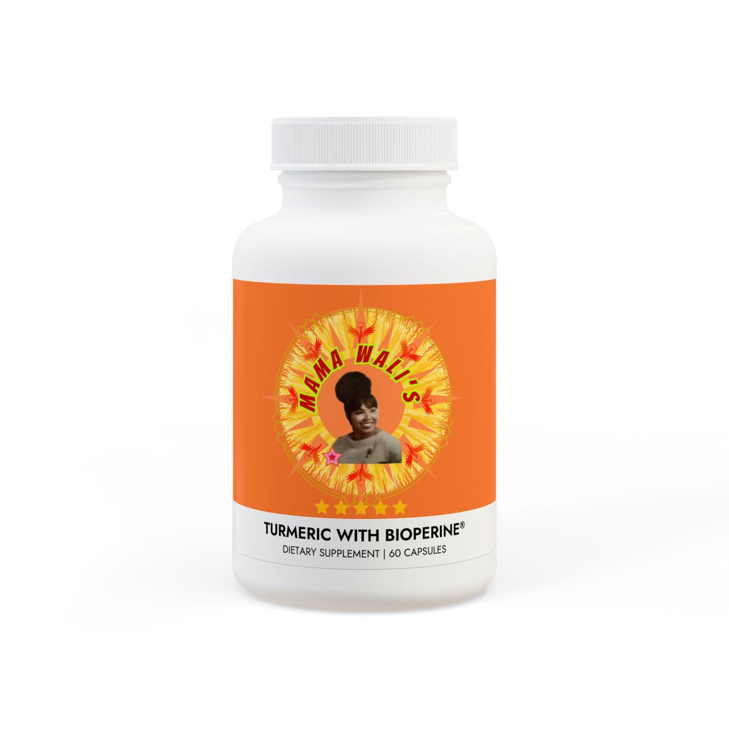 Mama Wali's Turmeric with BioPerine® (Black Pepper Fruit Extract) Supplement (60 Capsules)