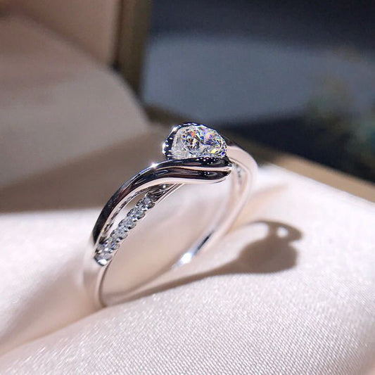 BeatWizards Creative & Twisted Arm Eight Heart Eight Arrow Zircon Ring for Women's Engagement Ring