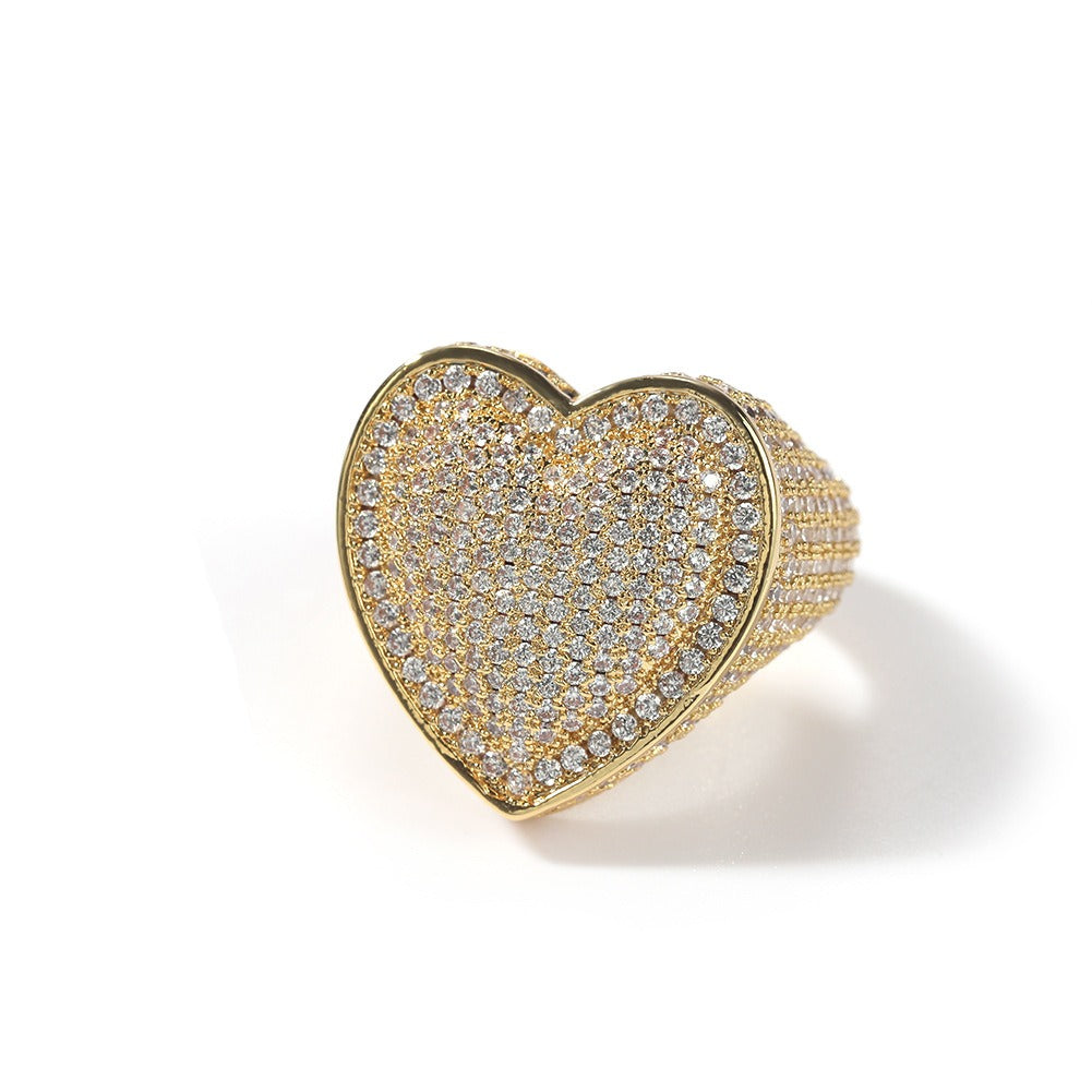 BeatWizards Ring copper set with 3A zircon large heart ring