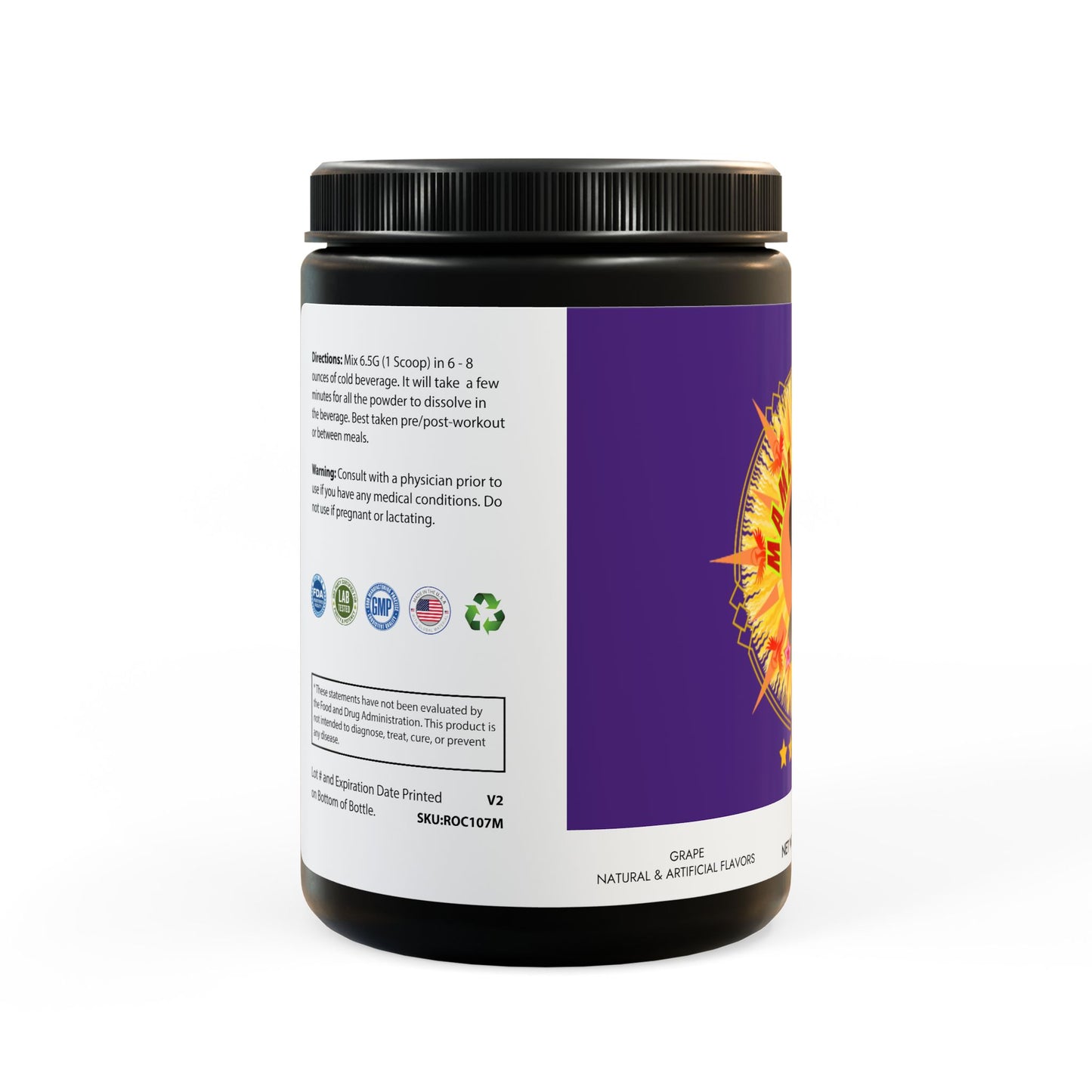 Mama Wali's BCAA Supplement, Grape (325g, 11.46oz, 50 servings)