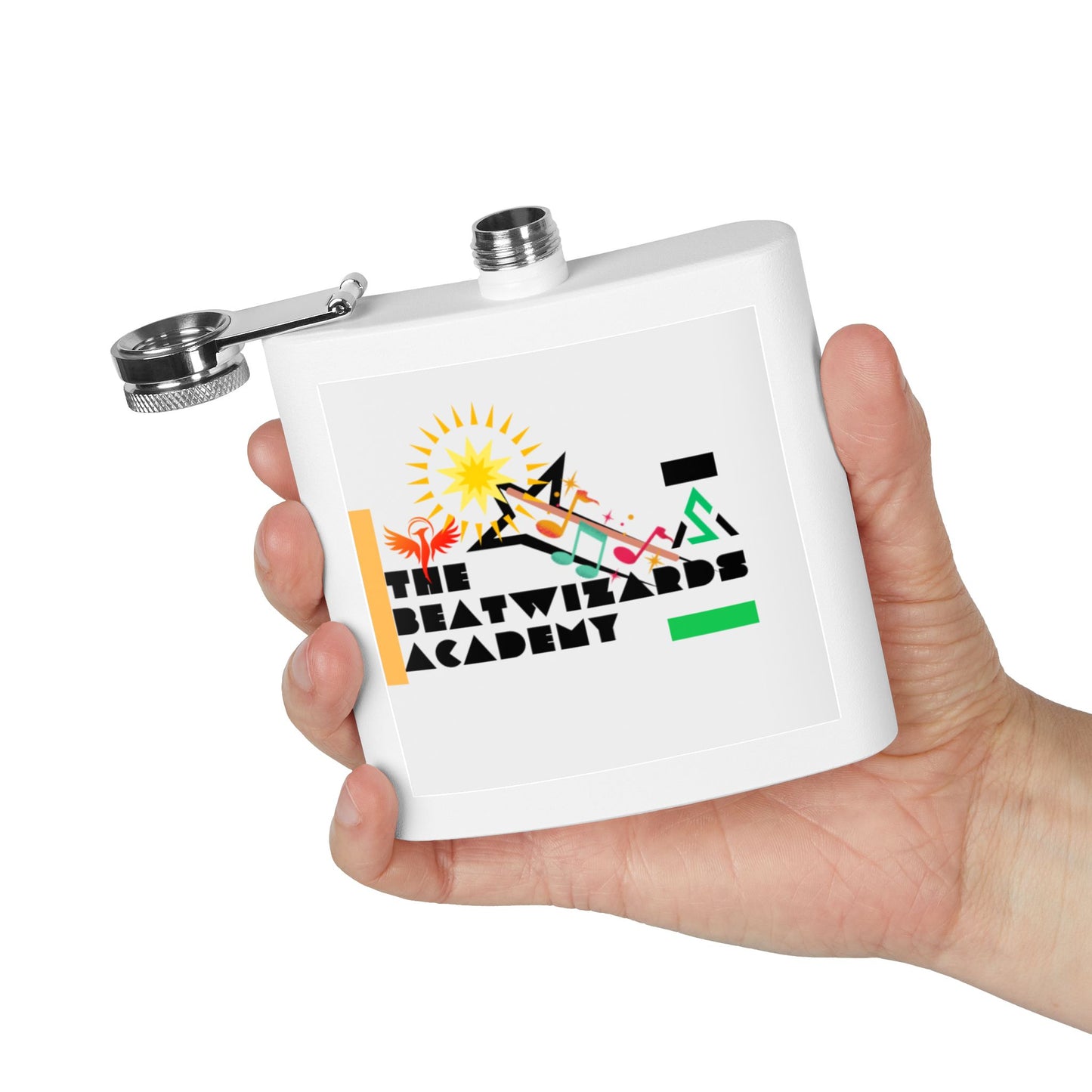 The Beatwizards Academy Stainless Steel Flask - 6oz  | Unique Gift for Music Lovers | Perfect for Parties, Tailgates, and Celebrations