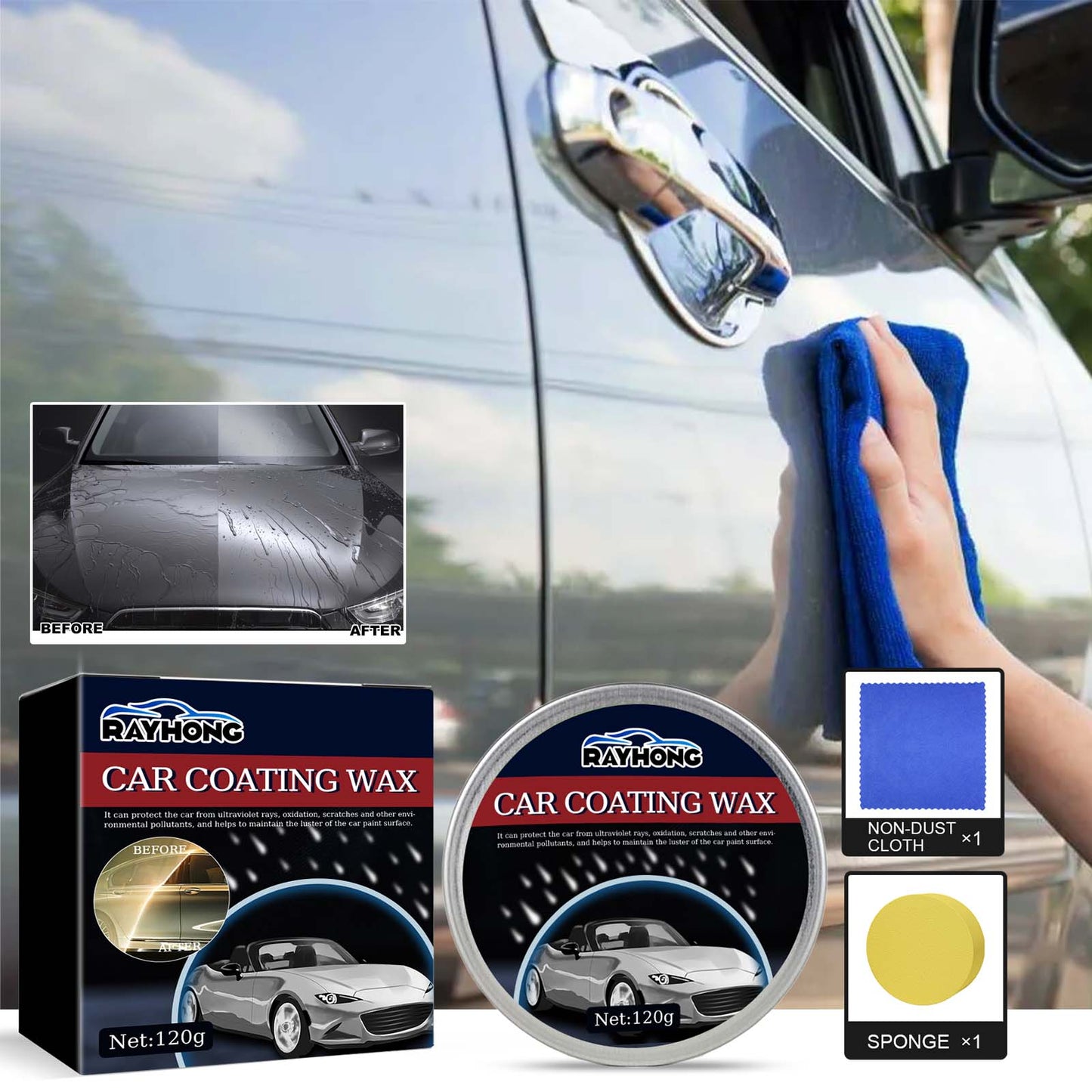 Rayhong Car Coating Wax, Car Paint Coating Crystal Seal Glaze Coating Dust And Light Protection Wax Coating Wax