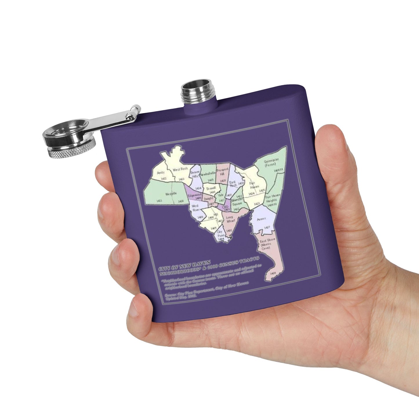 Custom New Haven Neighborhoods Stainless Steel Flask - 6oz