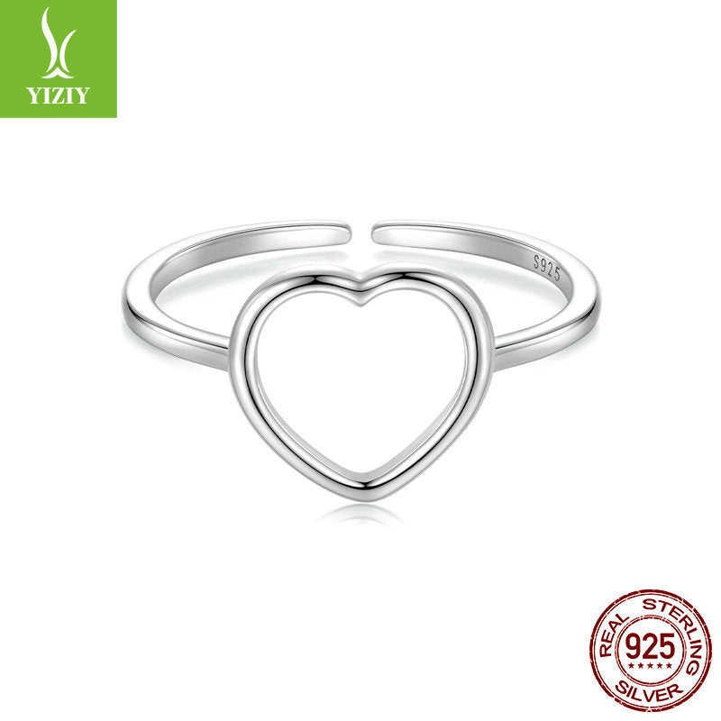 BeatWizards Original Couple's 18K Gold Plated Love Splicing Open Ring Starry Heart s925 Pure Silver Ring