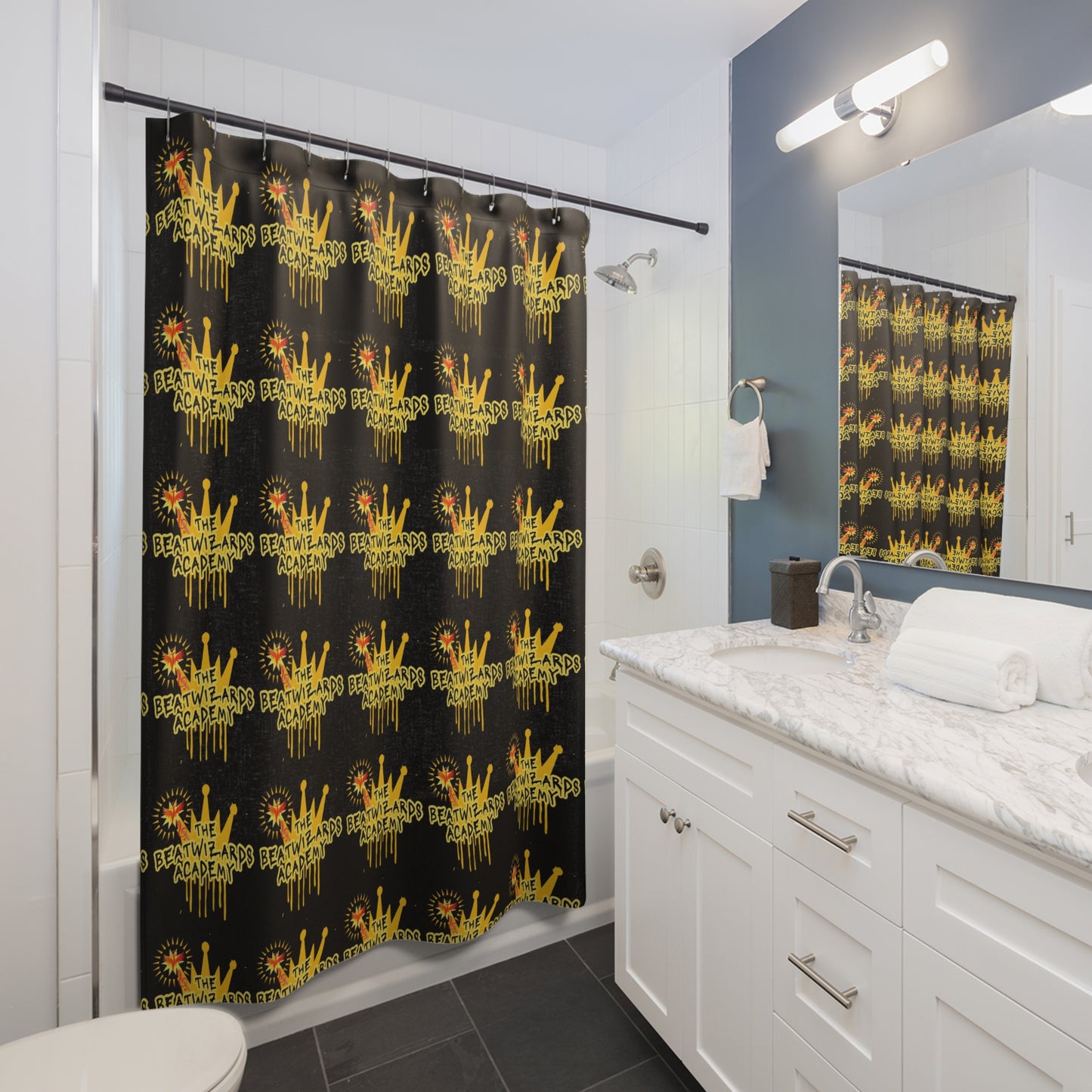 Vibrant Beatwizard Academy Shower Curtain | Fun Home Decor for Music Lovers