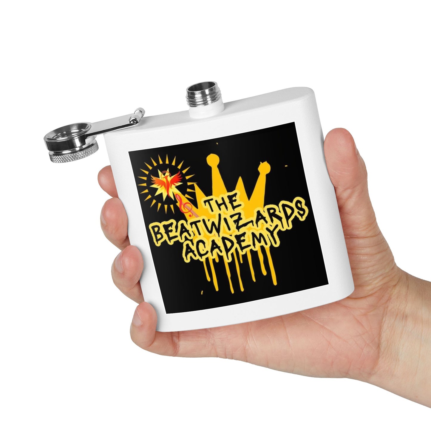 Custom Stainless Steel Flask - The Beatwizards Academy - Perfect for Events and Parties