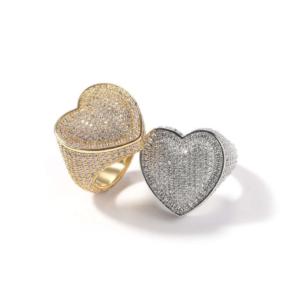 BeatWizards Ring copper set with 3A zircon large heart ring