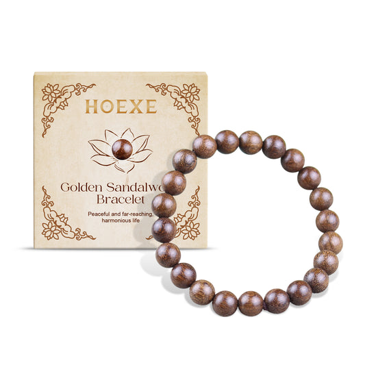 BeatWizards Gold Wire Sandalwood Bead Hand Daily Wear Decoration Simple Fashion 100 With Decorative Wooden Bead Bracelet