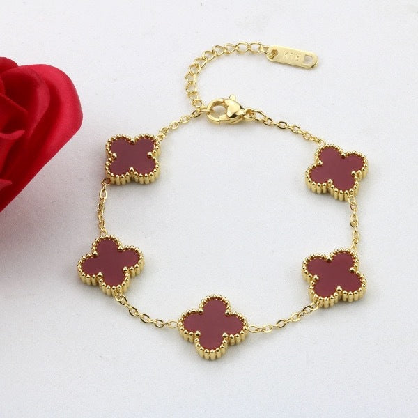 BeatWizards Academy Four leaf clover bracelet women's titanium steel light luxury electroplating 18k gold