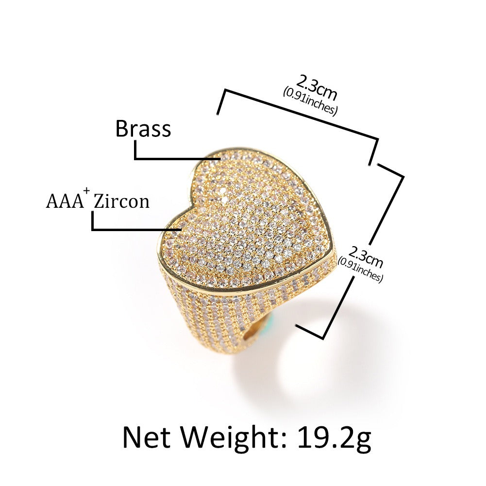 BeatWizards Ring copper set with 3A zircon large heart ring