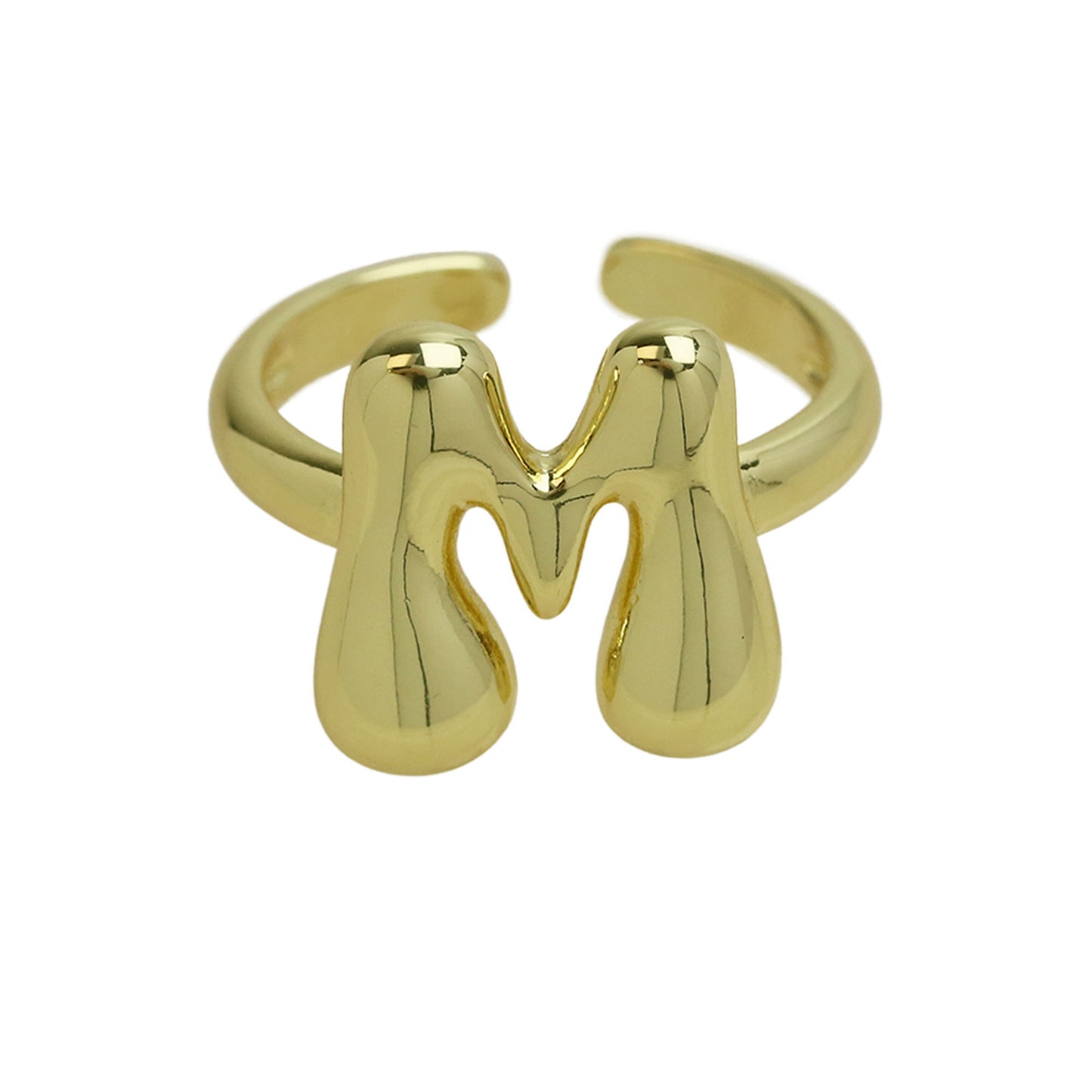 BeatWizards Golden smooth bubble balloon bubble cute chubby 26 letter ring