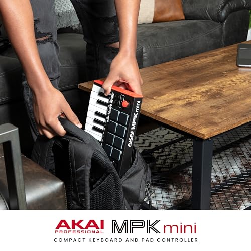 Akai Professional MPK Mini MK3 - 25 Key USB MIDI Keyboard Controller With 8 Backlit Drum Pads, 8 Knobs, Music Production Software and Native Instruments Sound Package (NKS Integration), White