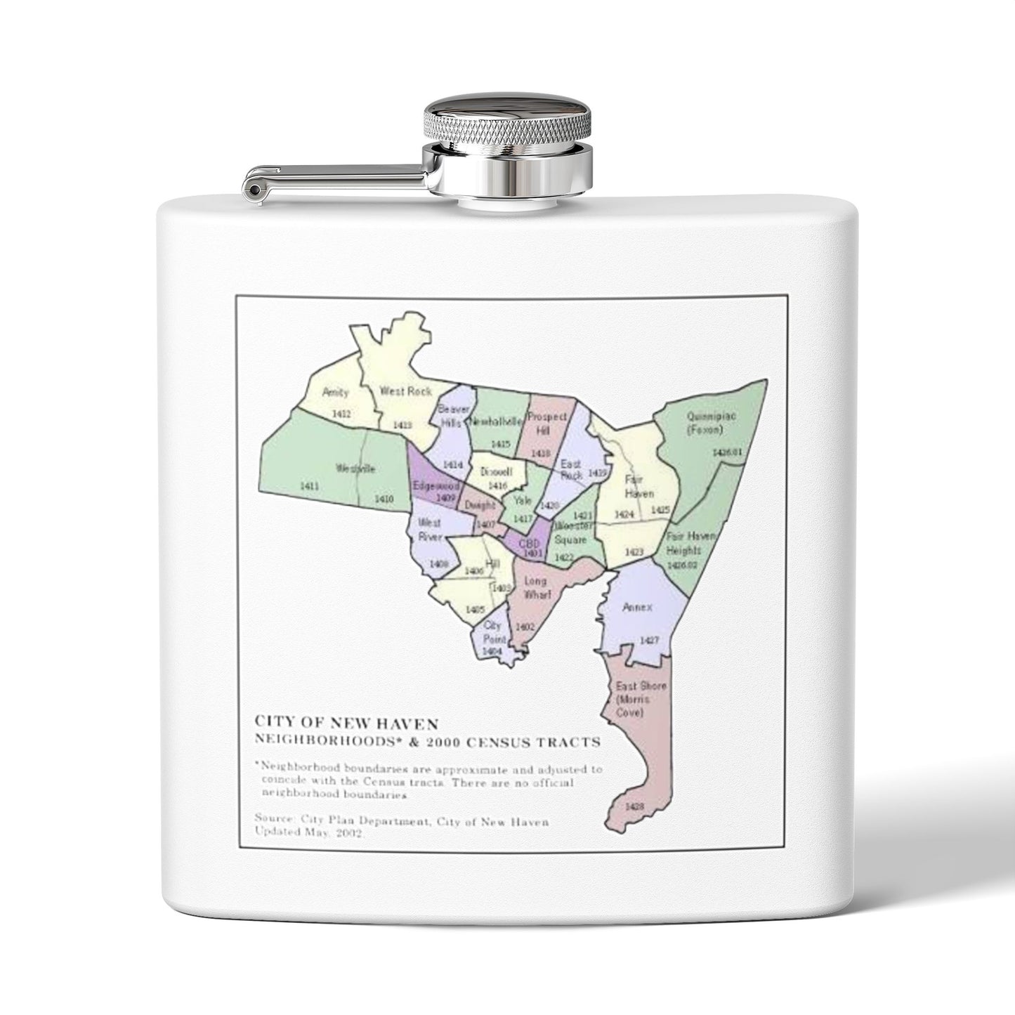 Custom New Haven Neighborhoods Stainless Steel Flask - 6oz