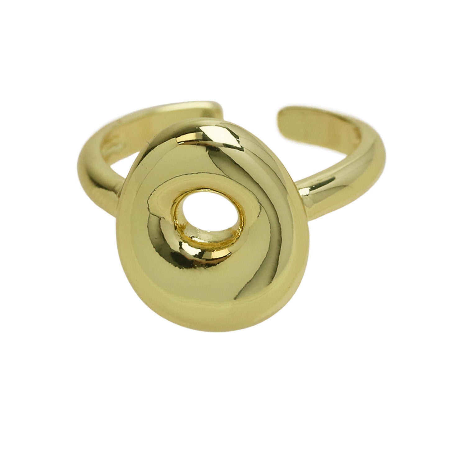 BeatWizards Golden smooth bubble balloon bubble cute chubby 26 letter ring