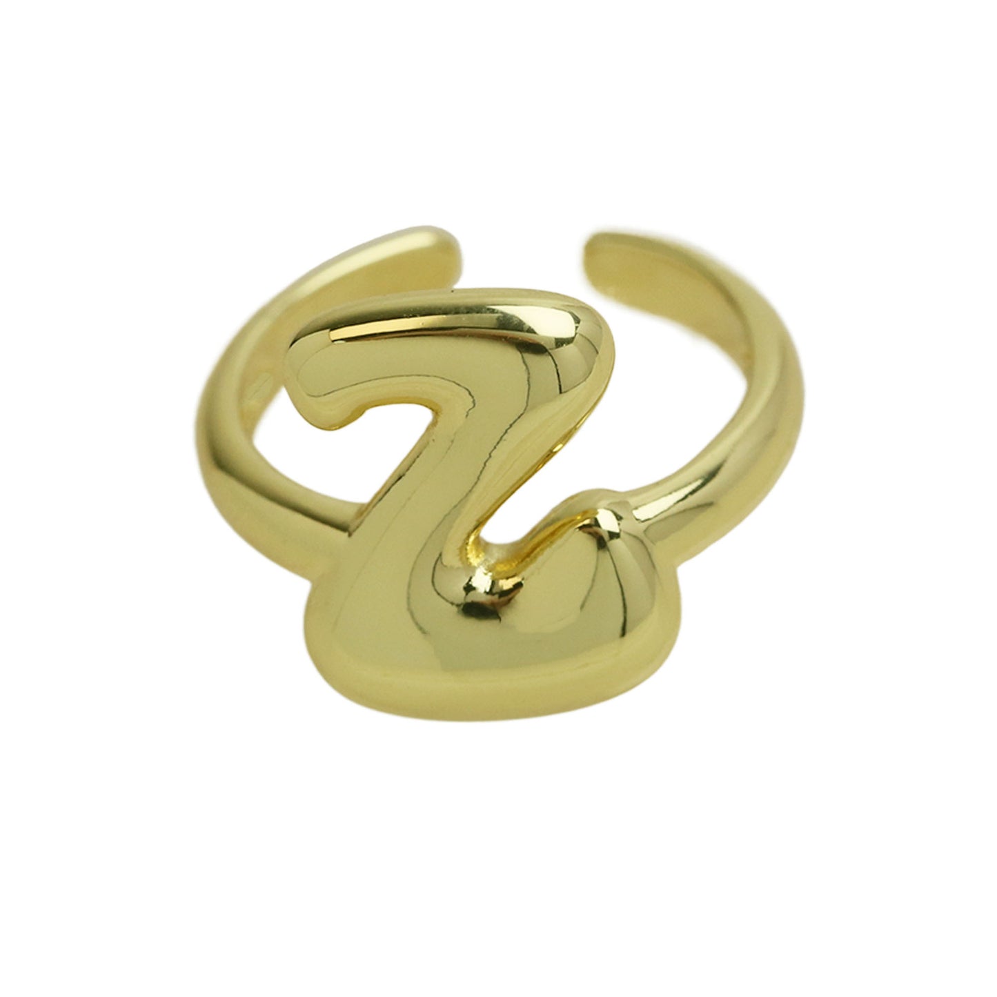 BeatWizards Golden smooth bubble balloon bubble cute chubby 26 letter ring