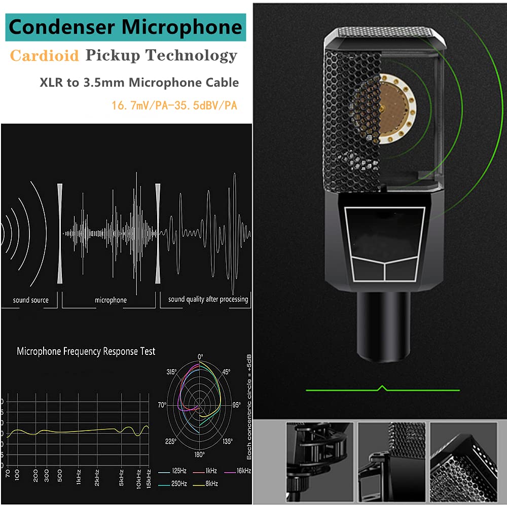 Podcast Equipment Bundle, BM-800 Recording Studio Package with Voice Changer, Live Sound Card - Audio Interface for Laptop Computer Vlog Living Broadcast Live Streaming YouTube TikTok (AM100-V8)