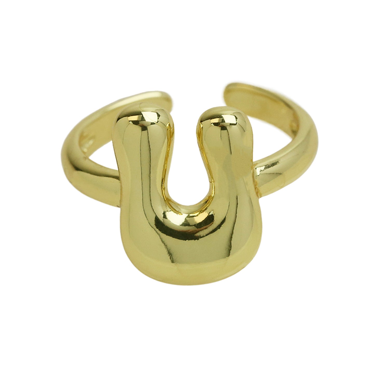 BeatWizards Golden smooth bubble balloon bubble cute chubby 26 letter ring