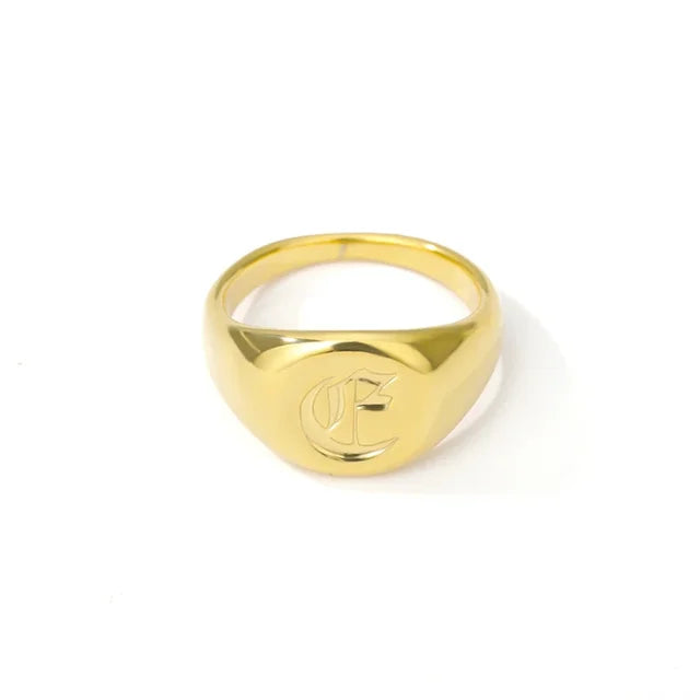BeatWizards Academy A-Z Letter Initial Rings for Women Goth Chunky Wide Stainless Steel Alphabet Men Ring 2024 Trendy Wedding Couple Jewelry anillos
