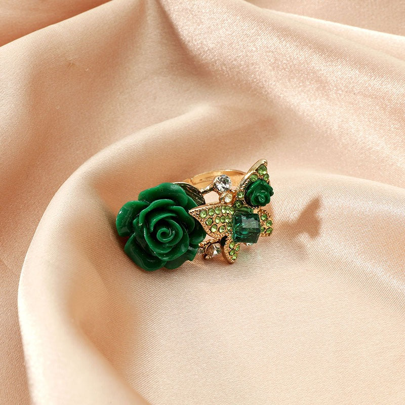 MeetTheDashers-Mrs. Dasher.    Kia Rose Butterfly Charm  Ring Vintage Bohemian Alloy Popular Handpiece