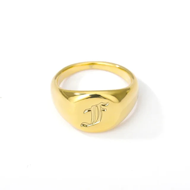 BeatWizards Academy A-Z Letter Initial Rings for Women Goth Chunky Wide Stainless Steel Alphabet Men Ring 2024 Trendy Wedding Couple Jewelry anillos
