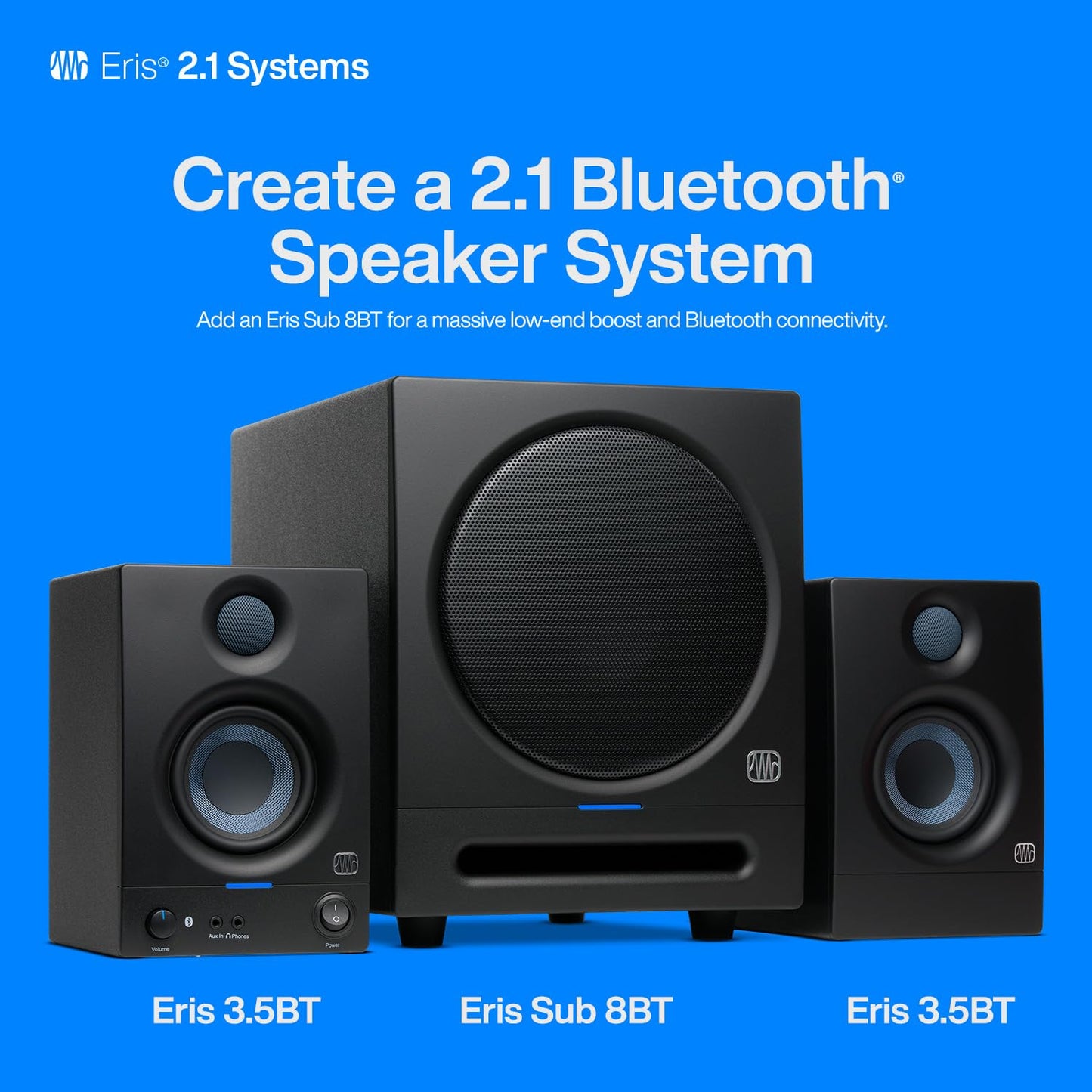 PreSonus Eris 3.5 Studio Monitors, Pair — Powered, Active Monitor Speakers for Near Field Music Production, Desktop Computer, Hi-Fi Audio