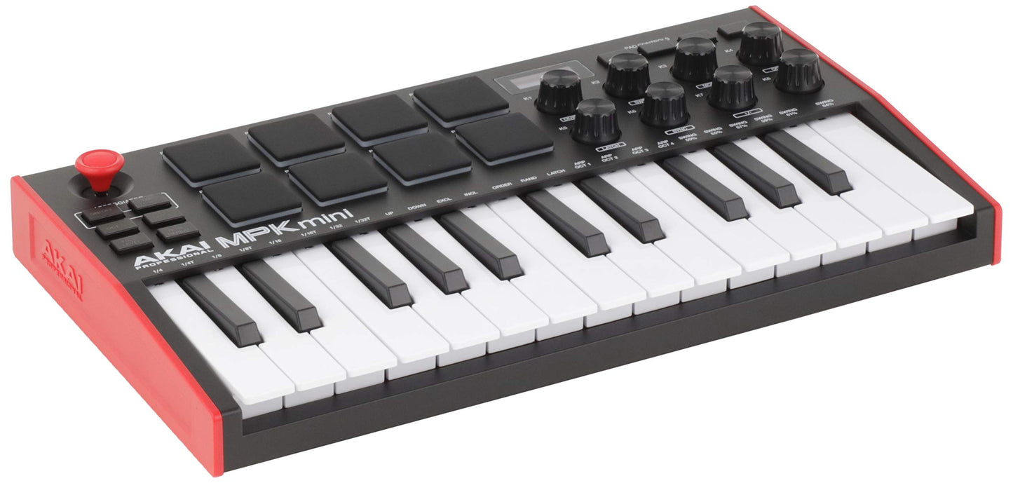 Akai Professional MPK Mini MK3 - 25 Key USB MIDI Keyboard Controller With 8 Backlit Drum Pads, 8 Knobs, Music Production Software and Native Instruments Sound Package (NKS Integration), White