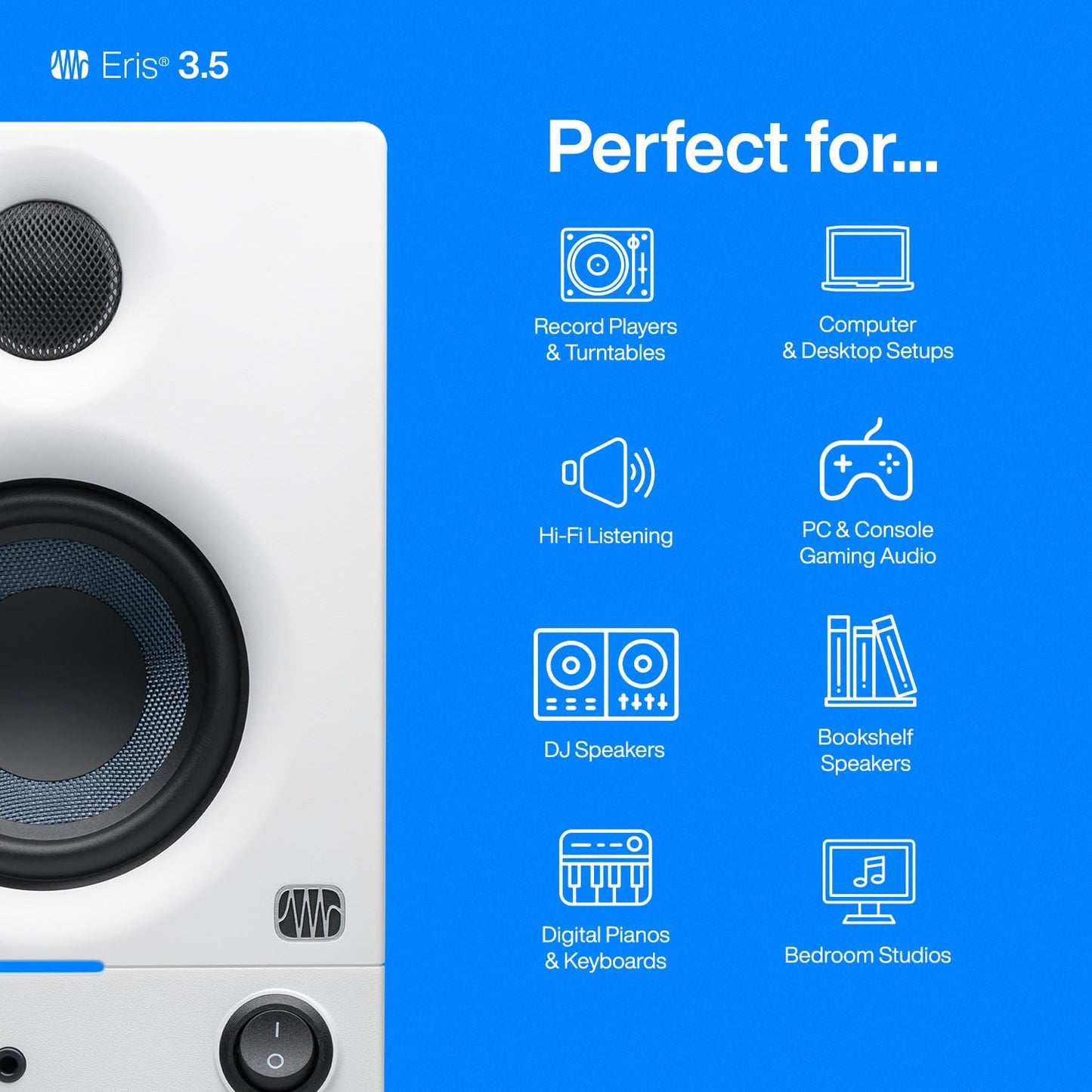 PreSonus Eris 3.5 Studio Monitors, Pair — Powered, Active Monitor Speakers for Near Field Music Production, Desktop Computer, Hi-Fi Audio