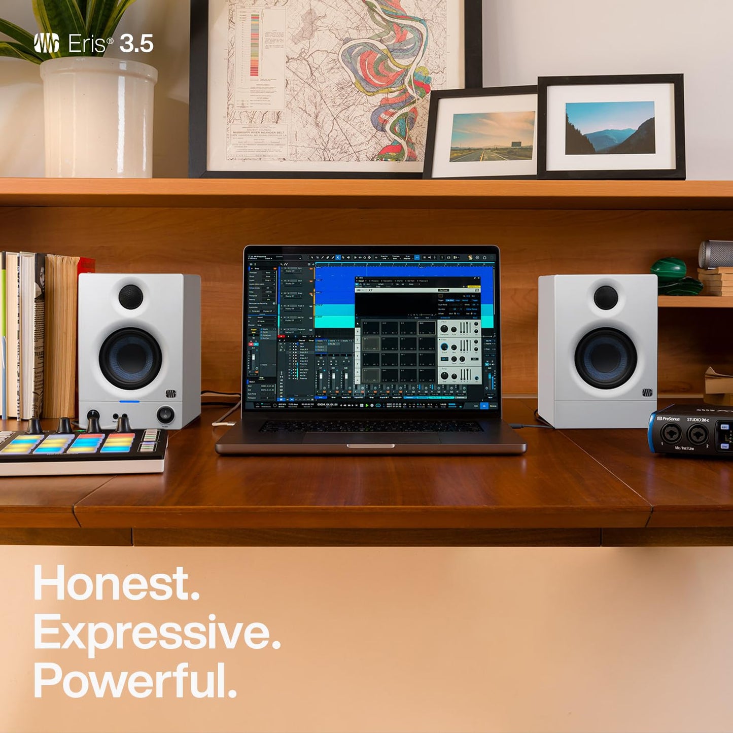 PreSonus Eris 3.5 Studio Monitors, Pair — Powered, Active Monitor Speakers for Near Field Music Production, Desktop Computer, Hi-Fi Audio