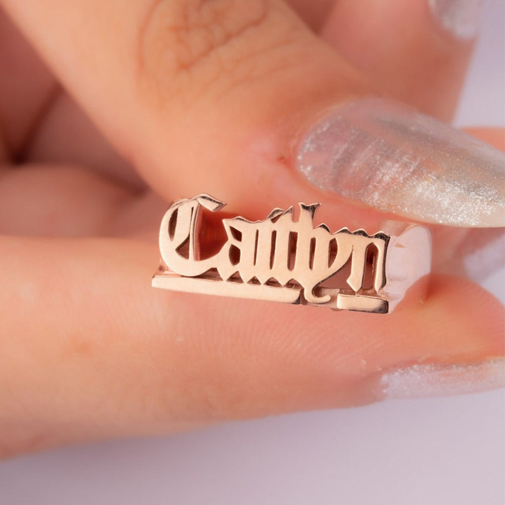 BeatWizards Custom Vintage Copper Ring Customized English Letter Name Ring