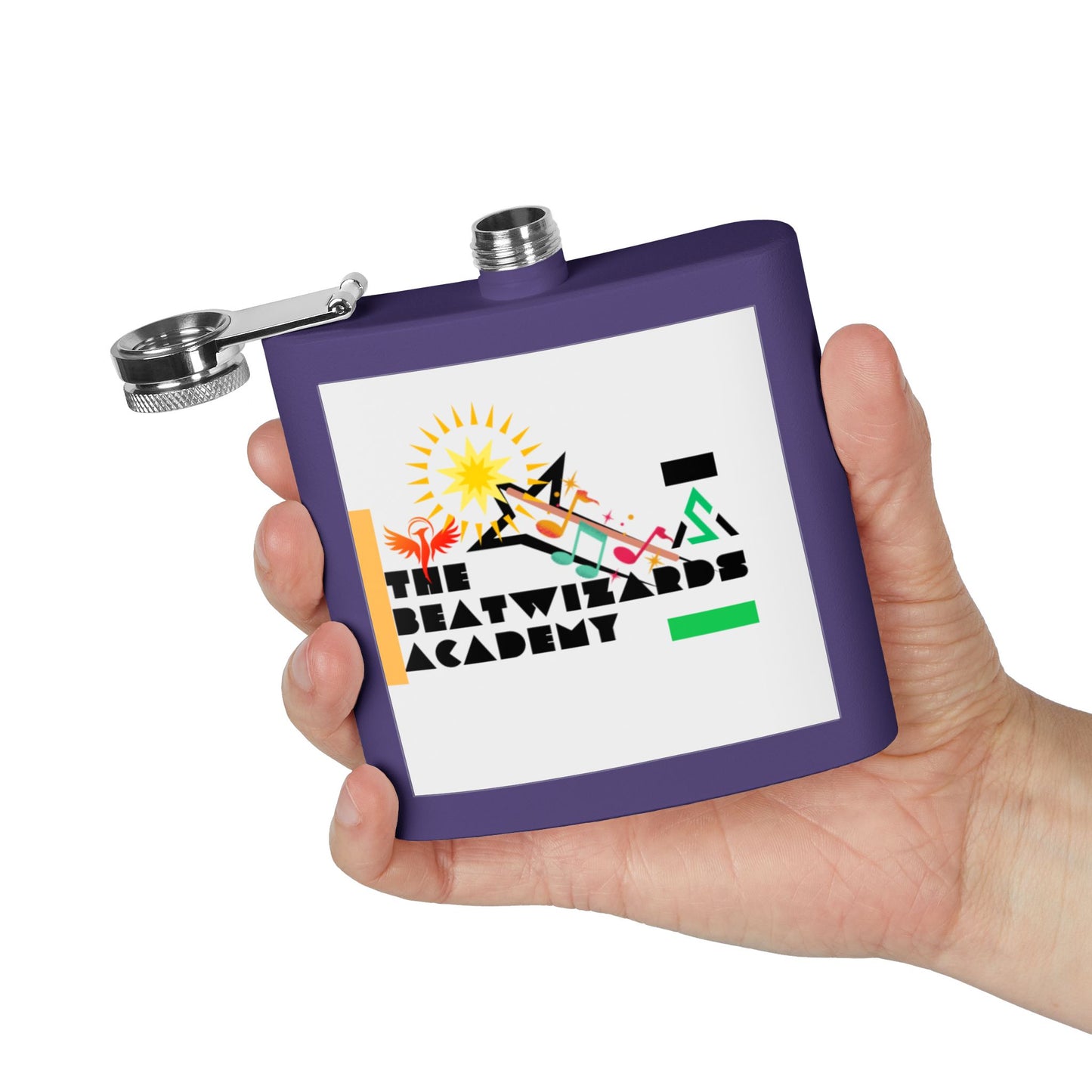 The Beatwizards Academy Stainless Steel Flask - 6oz  | Unique Gift for Music Lovers | Perfect for Parties, Tailgates, and Celebrations