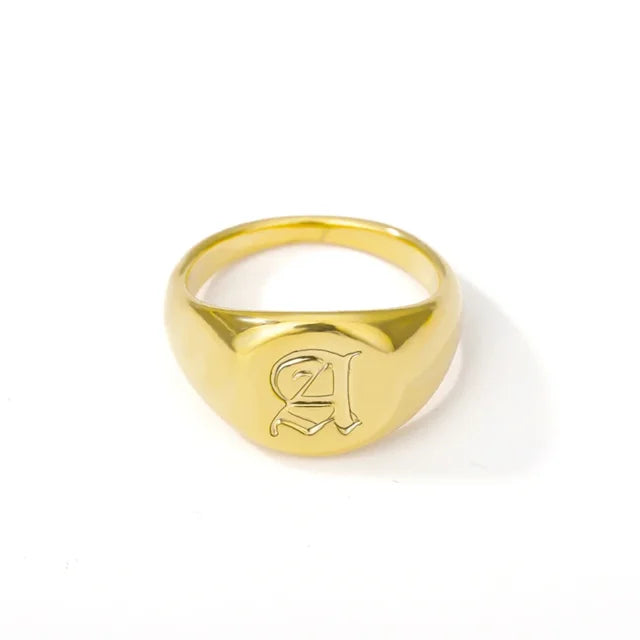 BeatWizards Academy A-Z Letter Initial Rings for Women Goth Chunky Wide Stainless Steel Alphabet Men Ring 2024 Trendy Wedding Couple Jewelry anillos