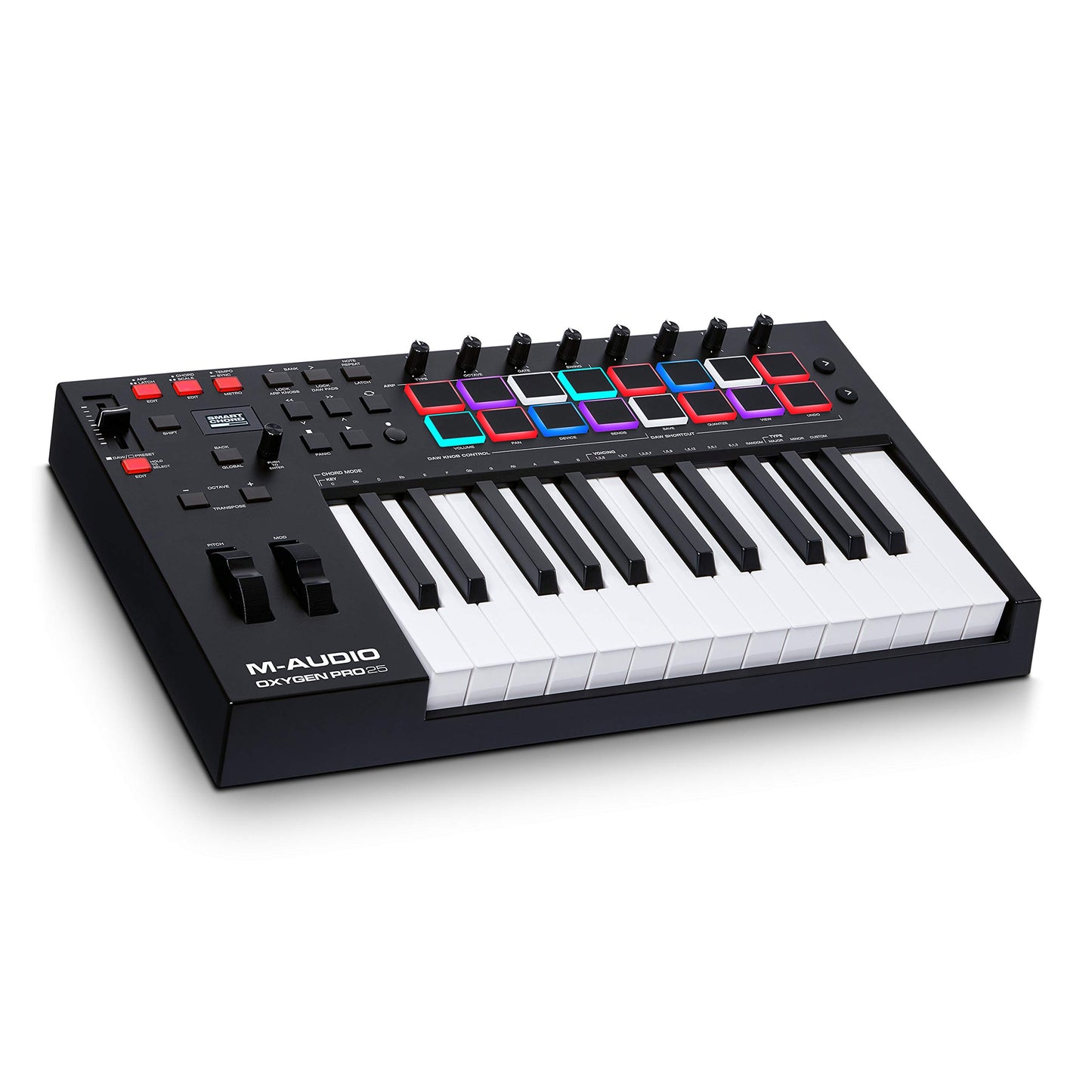 M-Audio Oxygen Pro Mini – 32 Key USB MIDI Keyboard Controller With Beat Pads, MIDI assignable Knobs, Buttons & Faders and Software Suite Included
