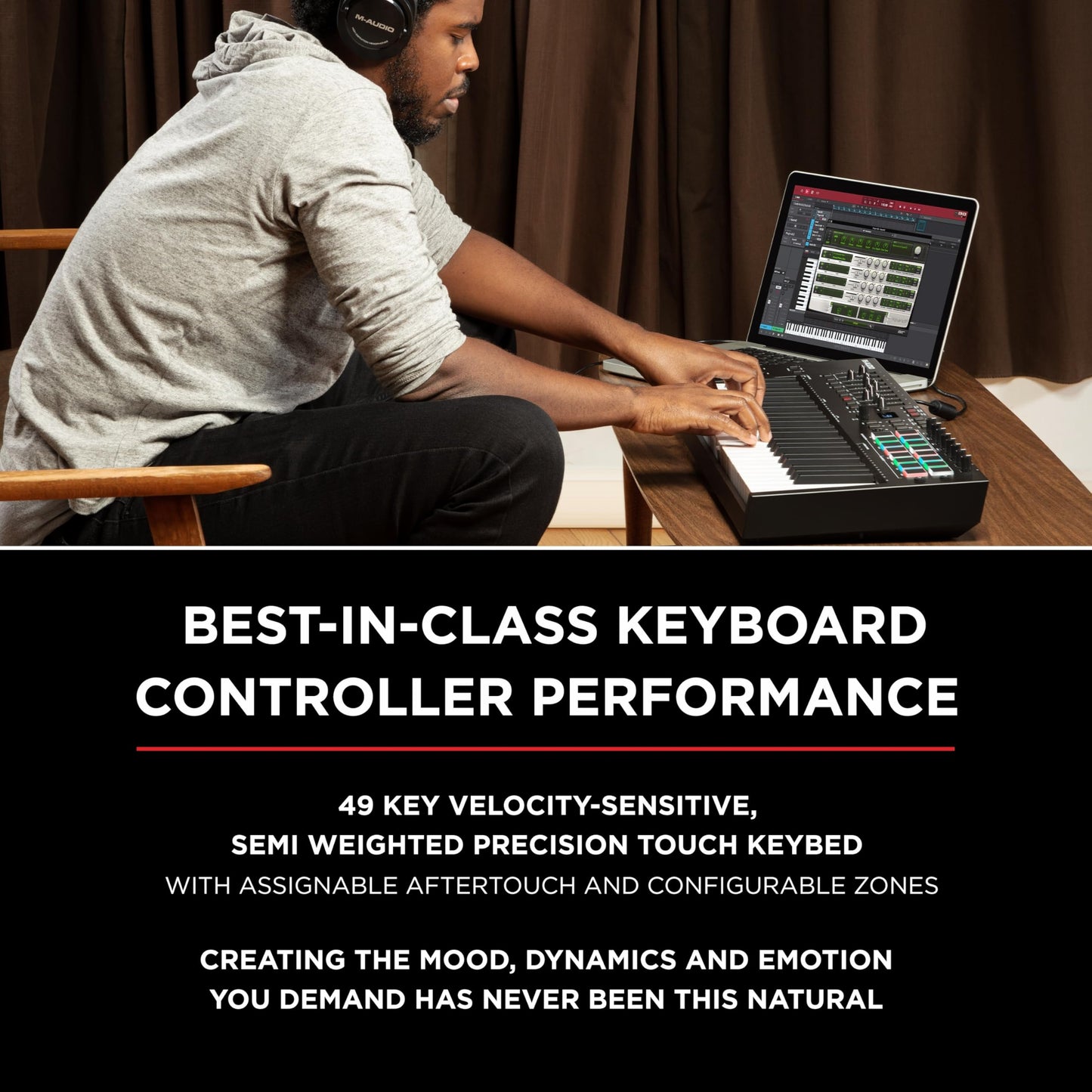 M-Audio Oxygen Pro Mini – 32 Key USB MIDI Keyboard Controller With Beat Pads, MIDI assignable Knobs, Buttons & Faders and Software Suite Included