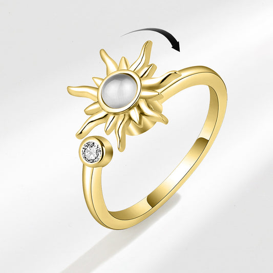 BeatWizards Sunflower Ring Rotating Ring-Female Stress Relieving and Pressure Relieving Ring