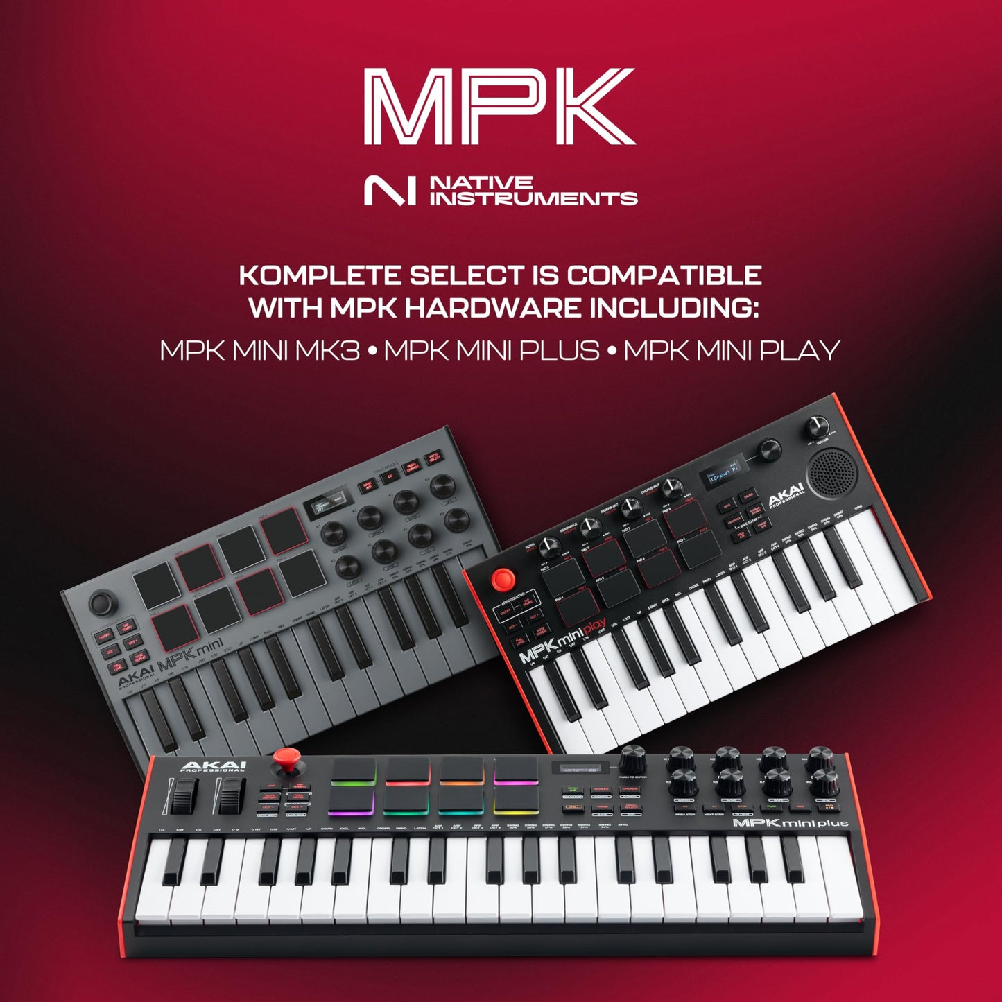 Akai Professional MPK Mini MK3 - 25 Key USB MIDI Keyboard Controller With 8 Backlit Drum Pads, 8 Knobs, Music Production Software and Native Instruments Sound Package (NKS Integration), White