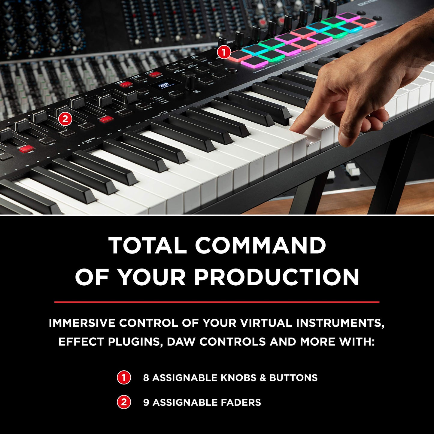 M-Audio Oxygen Pro Mini – 32 Key USB MIDI Keyboard Controller With Beat Pads, MIDI assignable Knobs, Buttons & Faders and Software Suite Included