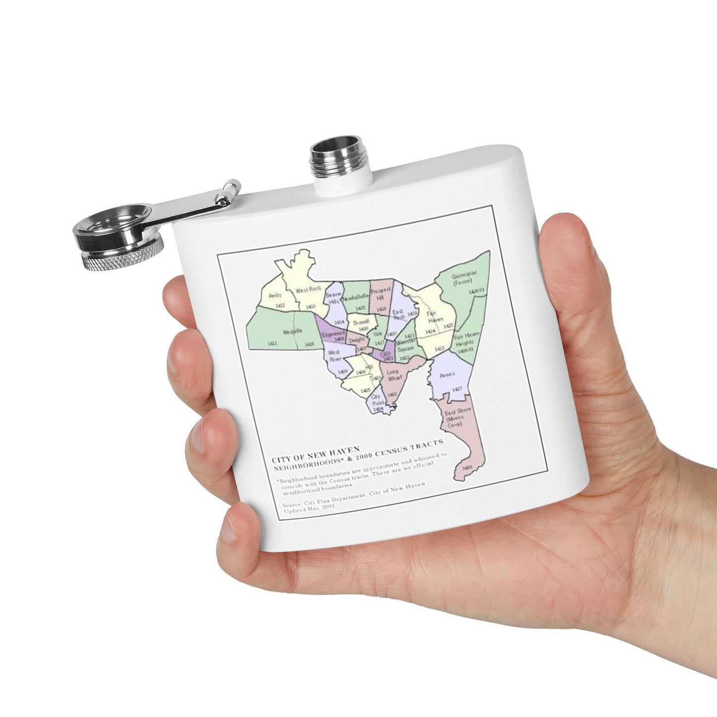 Custom New Haven Neighborhoods Stainless Steel Flask - 6oz